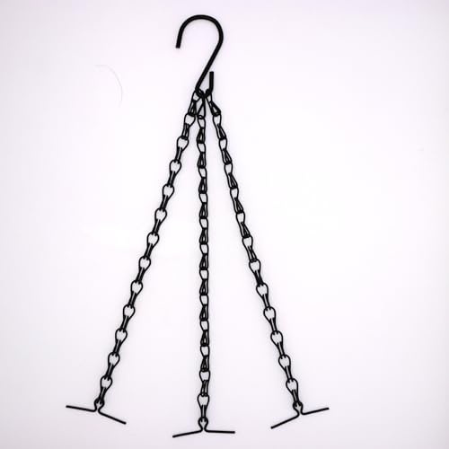 Anevous 2er Set Blumentopf Hängende Kette, Metall Hängepflanztopf Blumenampel, Pflanzgefäße Korb Kette mit S-Haken Hängekorb für Zimmerpflanzen im Freien Blumentöpfe,Schwarz B