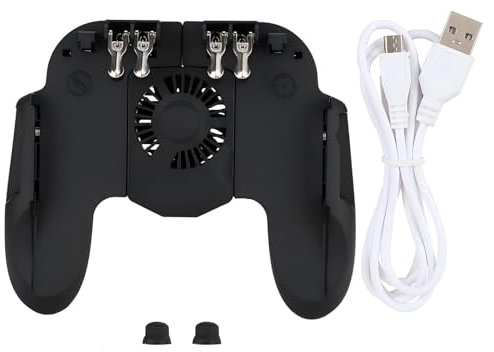 Ouitble Mobile Controller con Fan Ventola Raffreddamento 6 Finger Gamepad Joystick Smartphone Trigger per Smartphone da 4,7 a 6,5 ​​Pollici