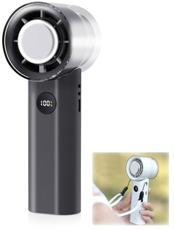 Ventilateur manuel avec refroidissement à eau, portable, rechargeable par USB, petit ventilateur de poche, avec 5 vitesses et écran LCD, pour bureau, voyage, extérieur (B)