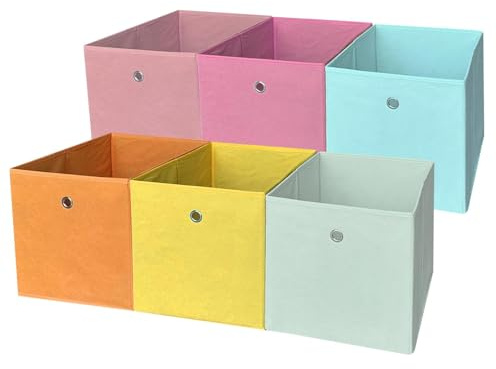 Dromzen 6 Pezzi Organizer Armadio, Scatole per Armadio, Scatola Porta Oggetti, Organizzatore, Cestino Portaoggetti, Cestini Portaoggetti, Cesto, Contenitori (6 Colore)