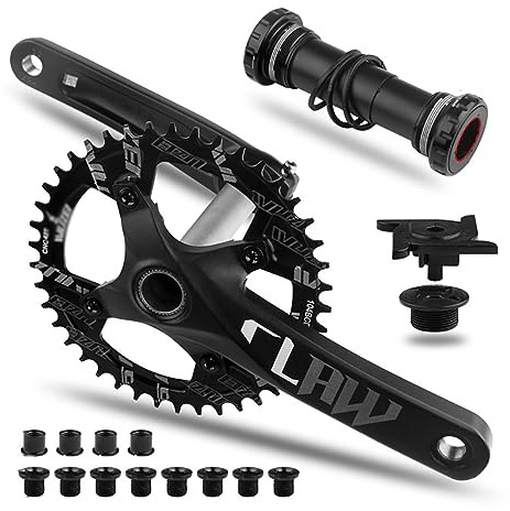 JNTFNE Guarnitura Fat Bike in Lega di Alluminio da 170 mm con Movimento Centrale 32T/34T/36T/38T/40T/42T, Corona Cava Integrata per Bici da Neve/Spiaggia (Colore: Albero 192 mm, Dimensioni: 42T)