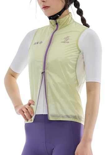 INBIKE Chaleco Ciclismo Running Mujer Softshell Outdoor Chaqueta Sin Mangas Cortaviento Impermeable Resistente al viento Transpirable para MTB Running Senderismo Caqui S