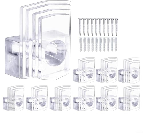 Zilimontt Clear Plastic Mirror Holder Clips 1/4 Inch for Frameless Mirrors, 20 Pack with Screws and Anchors for Wall Mounting Glass and Picture Frames(m6)