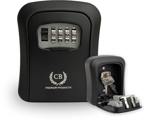 CB Premium Products Key Safe - Robust Metal with Number Code, Weatherproof, Ideal for Indoor and Outdoor Use - Easy Wall Mounting, Includes Mounting Materials