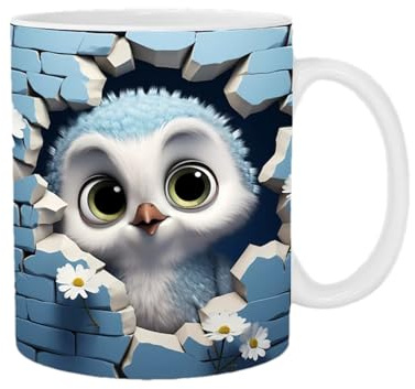 Tasse Eule Lustige Eulens Tasses 3D-Kaffeetasse | Niedliche Tassens, 3D | flach Bemalte Eulens-Tasse Aus Keramik,Keramik-Eule N- Für Urlaubs- Und Geburtstagsgeschenk