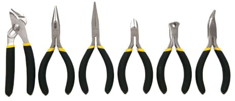 STANLEY Lot de 6 pinces, bi-matière, mini jeu de 6 pièces (84-079)