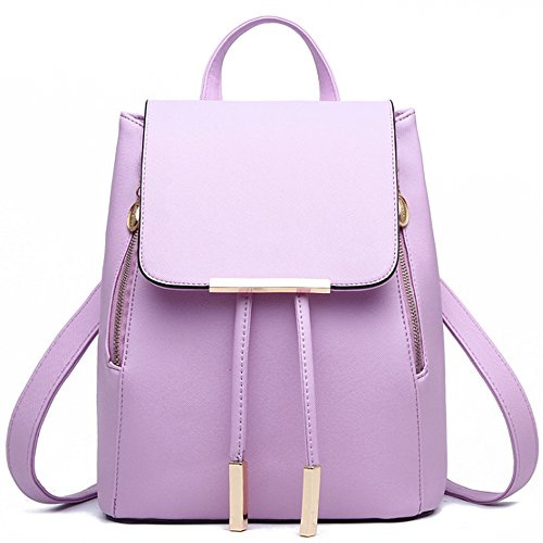 FiveloveTwo wasserdichte Schultertasche Shopper Tragetaschen Umhängetasche Damen Mädchen Rucksackhandtaschen Rucksack Schule Reise PU Leder Taschen Backpack Daypacks Lila