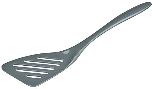 Gourmac Hutzler 12-1/2 Inch Slotted Melamine Turner, Steel Gray