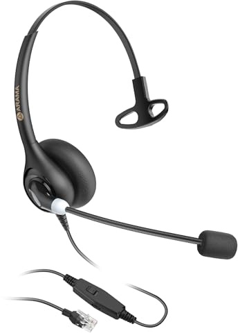 Arama Telephone Headsets for Yealink Phones RJ600Y1 RJ9 Office Wired Headset with Mic Noise Canceling Compatible with Yealink VoIP Phone T54W T46U T33G Poly Snom Grandstream Phones Desk Landline