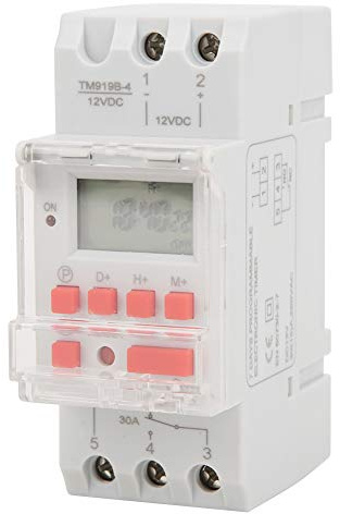Digital Timer 12V 30A, 7-Tages Programmierbar mit LCD Display – Digital Relais Schalter für Automatische Zeitsteuerung, Wiederaufladbarer Stecker Timer für Beleuchtung und Pumpen