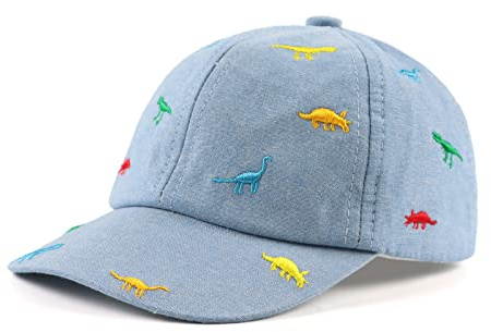 XIAOHAWANG Dinosauro Baby Summer Hat Cotton Sun Kids Berretti da Baseball Ragazzi Ragazze(Beige,2-5 Anni)
