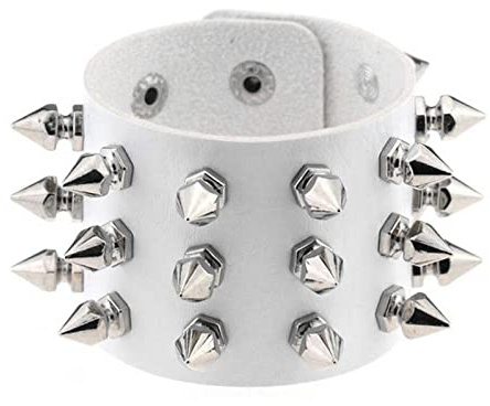 Egurs Bracciale gotico punk con borchie in pelle regolabile, per uomo e donna