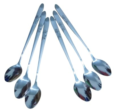 RANASONS Stainless Steel Long Handle Latte Coffee Tee Desert Spoon Pack of 6
