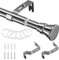 Bastone Tenda Argento, Bastone per Tende 76-204cm, Bastoni per Tende Allungabile con Estremità Piatta in Acciaio Inox per Camera da Letto, Soggiorno