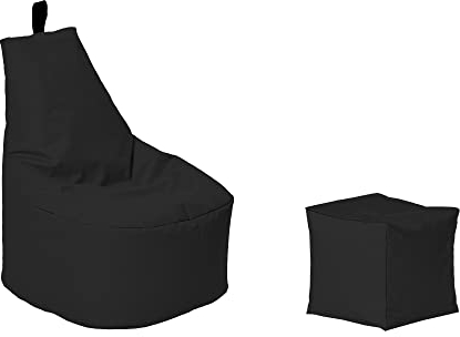 Momiralland Classic Sitzsack XL - XXL mit Hocker Sitzkissen BodenKissen Sessel In- & Outdoor geeignet Gaming Sitzsack für Erwachsene und Kinder… (Schwarz, XL - Durchmesser 65 cm)