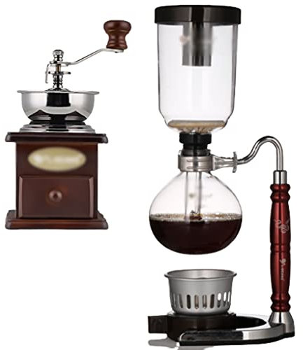JITEM Kaffeemaschine Siphon Kaffeemaschine Manuelle Retro Vakuum Glas Siphon Topf Perkolatoren 3 Tassen Glas Tischplatte Siphon Kaffeemaschine für Kaffee oder Tee