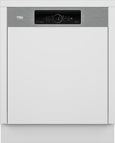 Beko BDSN38440X - Lavastoviglie da incasso, 60 cm, parzialmente integrate, per 14 soffitti su misura, 3 lavelli, 5 temperature, veloce +, asciugatura SteamGloss, CornerIntense, TrayWash