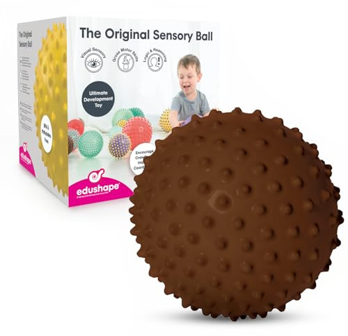 Edushape Original Sensory Ball for Baby - 7 Boho Chic Brown Color Toddler Ball Enhances Gross Motor Skills for Kids 6 Months & Up