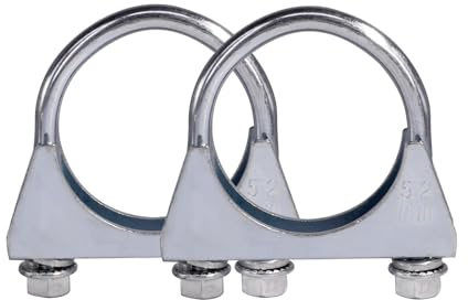 2 Piece Car Clamp M8 Pipe Clamp Ø52 mm Special Clamp for Exhaust Pipe U-Shaped Galvanized Pipe Clamp (52mm) | Galvanised Steel Anti-Corrosion Diameter 52-80 mm M8 Universal for Exhaust / Antenna / Pipe Set of 2