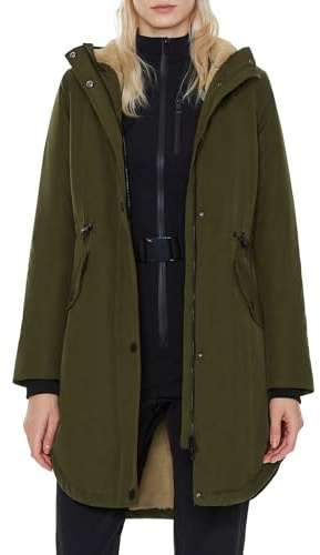 ELEZAY Abrigo de invierno para mujer, forro polar, parka con capucha, longitud media, chaqueta cálida para el tiempo libre, verde, L