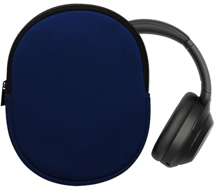kwmobile Housse Compatible avec WH-1000XM4 / WH-1000XM3 / Jabra Evolve 20 étui - Housse de Protection Souple en néoprène pour Casque Audio 21,5 x 16 cm - Bleu foncé