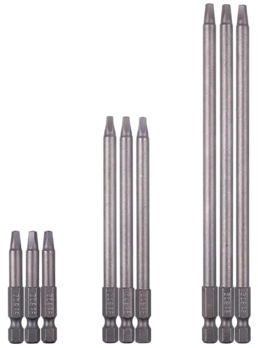 Teocpai 9pcs 1/4 Hex Tige Embouts de Tournevis à Tête Carrée Magnétique Jeu d'Embouts de Tournevis SQ2 50/100/150mm