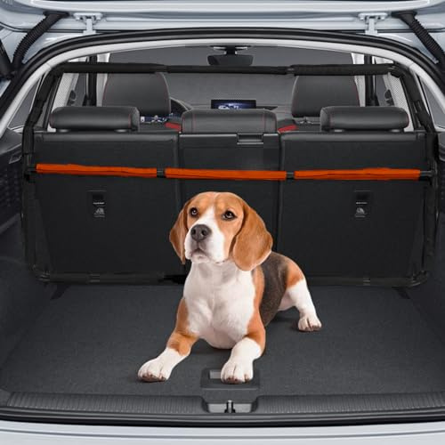 Furggis Dog Barrier for Cargo Area, 46 Wide See Through Vehicle Car Hatchback Dog Car Net Barrier, Dog Car Net Mesh for 3rd Row Seat,Back Seat Car Divider Barrier Restraint Fence Trunk Shield for Car