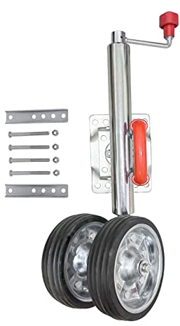 JOXLOVER Doppeltes 8-Zoll-Stützrad, hochschwenkbares Vollgummirad, Tragfähigkeit 1500 lbs, Wohnwagen, Wohnmobil, Bootsanhänger, Wagenheber, Teile, Zubehör