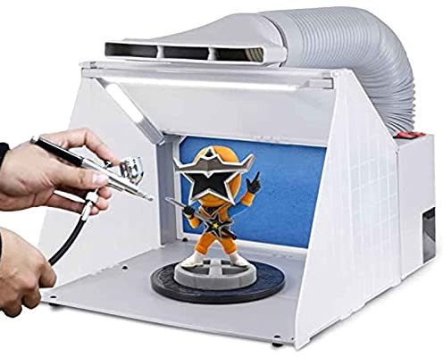 Cabine de pulvérisation de Peinture aérographe Portable, Cabine de pulvérisation d'aérographe avec 3 lumières LED, Filtre, Double Ventilateurs d'échappement, Tuyau d'extension, kit de Cabine de pulv