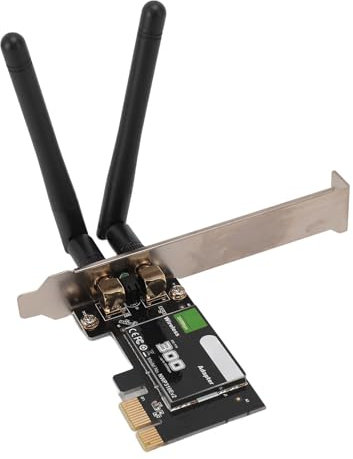 Adaptador WiFi PCIE, Tarjeta WiFi PCIE de 2,4 GHz 300 Mbps, Tarjeta de Red para Computadora de Alto Rendimiento, Adaptador Inalámbrico con 2 Antenas, Compatible con 7 8