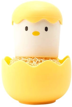 Sunicon Cartoon Eggshell Dish,Cleaning Brush Long Lasting,Easy to Grip Cute Kitchen Scrub Brush,for Fresh Eggs and Incubator Scrub Brush for Washing Dishes Kitchen Utensils (Yellow)