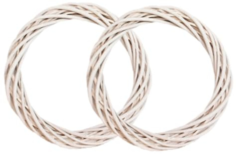2Pcs Grapevine Wreaths, Willow Woven Round Wreath DIY Crafts Rattan Wreath, Front Door Wall Hanging Decor for Christmas Halloween Thanksgiving Easter Birthday, White (12IN)