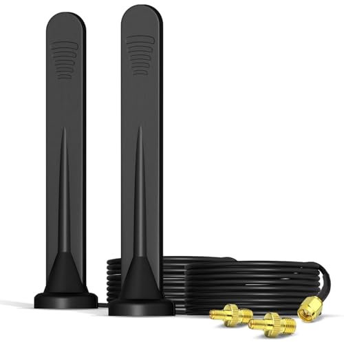 SIGANDG 2 X 5G Antenna 4G LTE Esterna 15DBI Omnidirezionale Amplificatore Segnale Interni Esterni Impermeabile Connettore SMA con Porta TS-9 Base Magnetica,3G/4G/5G/GSM/GPRS/LTE/WiFi Universale 3-M