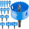 EffektWerk - 13 pc Hole Saw Drill Bit Set - 18mm to 75mm - Heavy-Duty High Speed Steel - Softwood, Plywood, PVC, Plasterboard, Aluminium