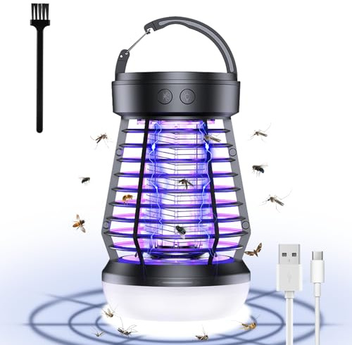 AOOWU Insektenvernichter Elektrisch, LED Mückenlampe, Insektenfalle Mückenfalle, Mückenabwehr insektenfänger Fliegenfänger 2000V mit 3W UV Lampe, Fliegenvernichter für Mücken, Motte, Fliegen