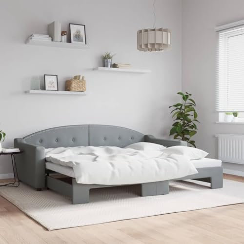 Juroupi Tagesbett Ausziehbar Hellgrau 90x200 cm Bett Ausziehbar Bett Zum Ausziehen Ausziehbares Tagesbett Bett Sofa Stoff - 3197530