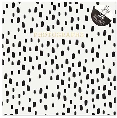 Sixstore White with Black Spots Design Photo Album Holds 200 Slip in 6'' x 4'' Photographs, Memo Section Multi