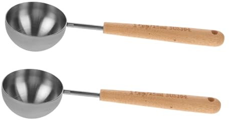 BESTOYARD 2pezzi Cucchiai Dosatori Per Caffè e Tè Con Manico Legno Misurini Da Inossidabile Per Cucinare e Infornare Eleganti e Ergonomici