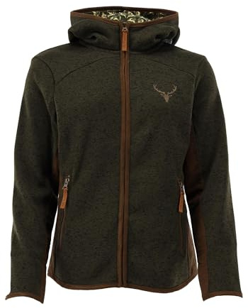 OS Trachten Damen Strickfleecejacke Freizeitjacke Übergangjacke mit Kapuze Zumgu, Größe:40, Farbe:Schilf