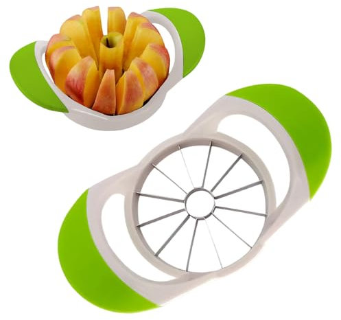 Cortador de manzanas con 12 cuchillas y 8 cuchillas, cortador de manzana de acero inoxidable y herramienta descorazonadora (Color-A- 12 cuchillas de 7.8 pulgadas)