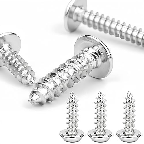 Lot de 60 vis à tôle M4 x 10 mm, en acier inoxydable A2, rondes, vis à bois, auto-taraudeuses avec pointe de perçage, idéales pour métal, bois, projets de bricolage, vis étanches avec filetage complet