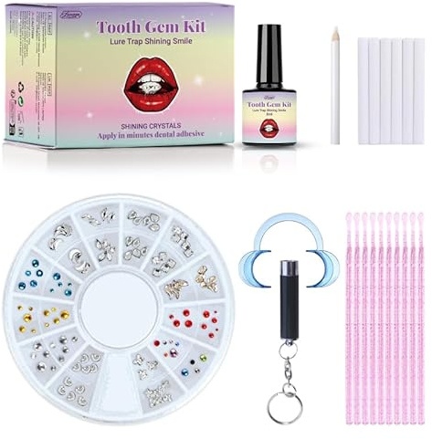 Zahnschmuck Set，Zahnstein Schmuck,Tooth Gem Kit，Glitzernde & Entfernbare