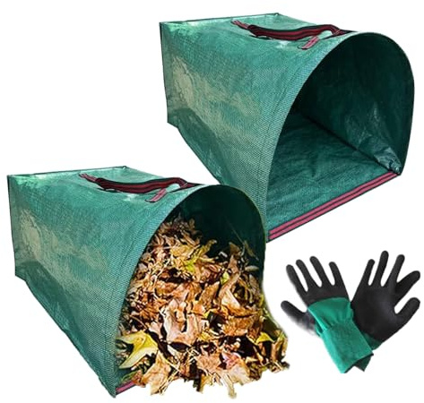 Sac À Feuilles De Jardin Avec Armature 2 Pièces Sac Vegetaux Jardin Avec Couvercle Et 150L Grands Sacs Poubelles Resistants Pour Dechets Verts Réutilisable Pour Ramasse Feuilles Mortes