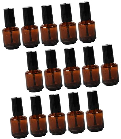 WEKADRIN 15pcs Empty Glass Nail Polish Bottles Refillable Cosmetic Containers Brush for Nail Art Gel Polish Touch up