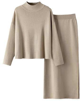 TSEHULYi Ensemble Tricot Femme Deux Pièces Pull Tricot Et Jupe Longue Ensemble Loungewear Loisirs À Manches Longues Streetwear
