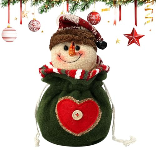 Geschenktüten für Weihnachten – Kordelzugbeutel, Aufbewahrungsdekoration, Geschenkverpackung aus gestricktem Stoff, wiederverwendbare Geschenktasche | Die Weihnachtskordelbeutel haben das Zotteldesign