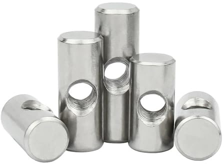 Tuerca de barril, Tuerca embutida for martillo con orificio transversal y rosca de pasador cilíndrico M4-M6 for muebles madera(OD10 M6x14(4PCS))
