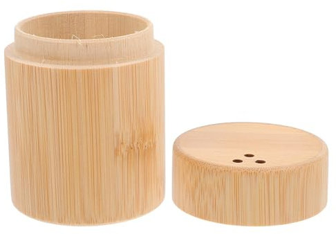 TOYANDONA Porta Stuzzicadenti Stile Semplice e Raffinato in bambù Marrone, Design Rotondo Decorativo, Pratico Contenitore Multiuso per Casa