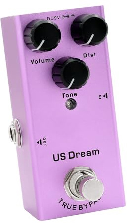 Eujgoov Vintage Overdrive Guitar Effect Pedal Drive, Mini Portable Analog Chorus Digital Delay Tremolo Pedal med LED-indikator, 10 Ljudeffekter för Elgitarrspelare (Purpur)