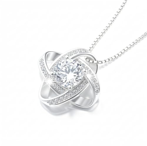 B.Catcher Women Necklaces Sterling Silver, 925 Sterling Silver Birthday Necklace, 5A Cubic Zirconia Pendant Gemini Necklace, for Wife, Mom, Girlfriend, Daughter, Friend - Gift Box, 45cm Chai